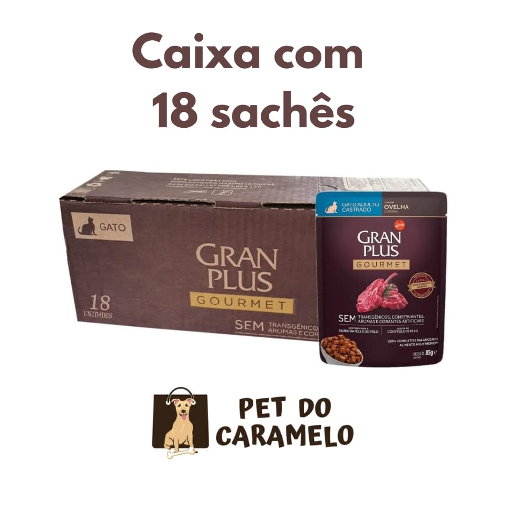 Sachê Gran Plus Gato Castrado Ovelha 85g - 18 Unidades