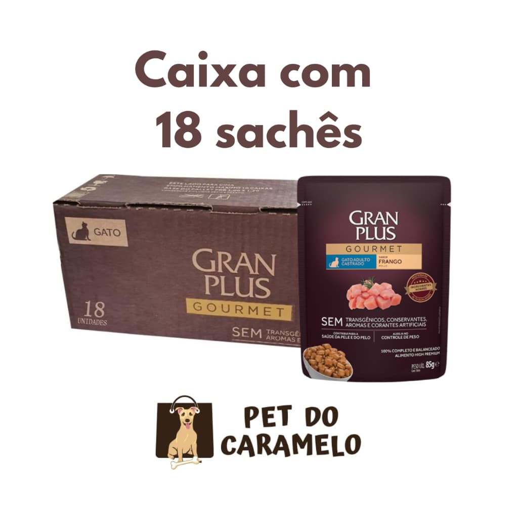 Sachê Gran Plus Gato Castrado Frango 85g - 18 Unidades