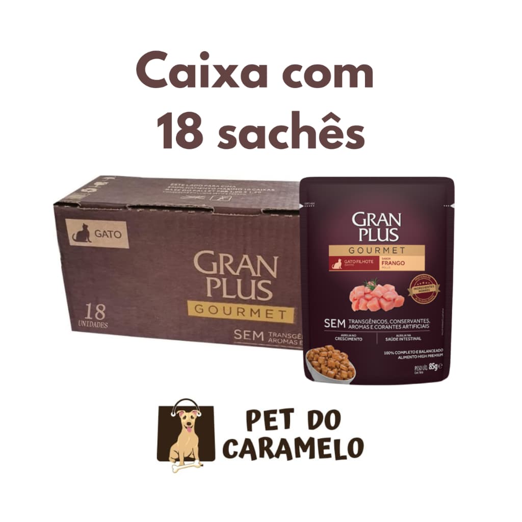 Sachê Gran Plus Gato Filhote Frango 85g - 18 Unidades