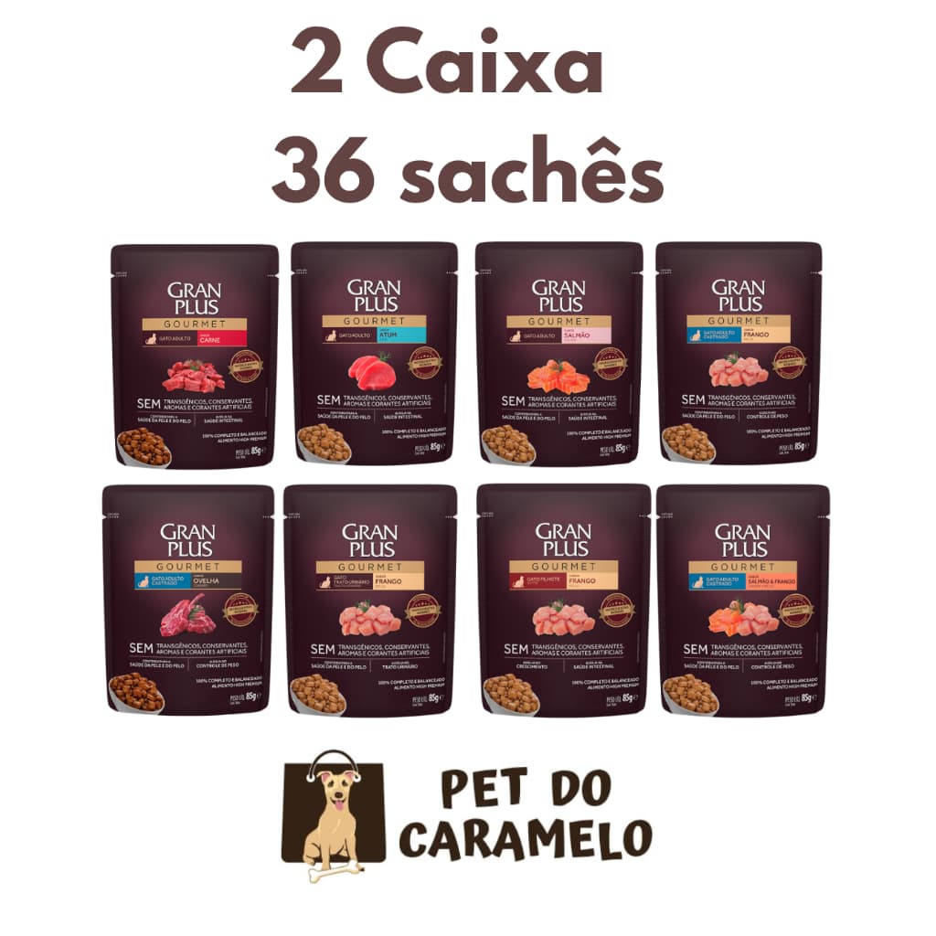 Sachê Gran Plus Gato Todos os Sabores 85g - 36 Unidades