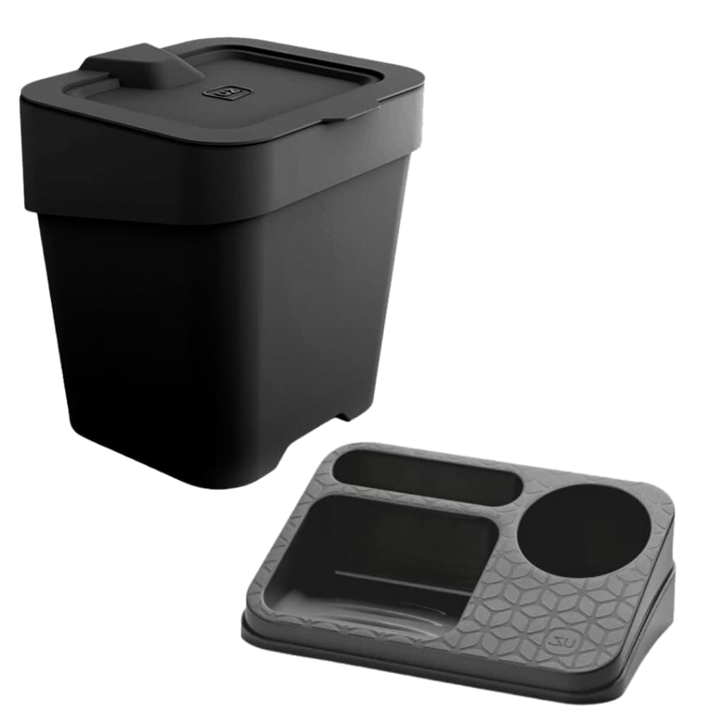 Kit Lixeira Cozinha 2,5 L e Dispenser Porta Detergente Preto Lixeirinha para Pia