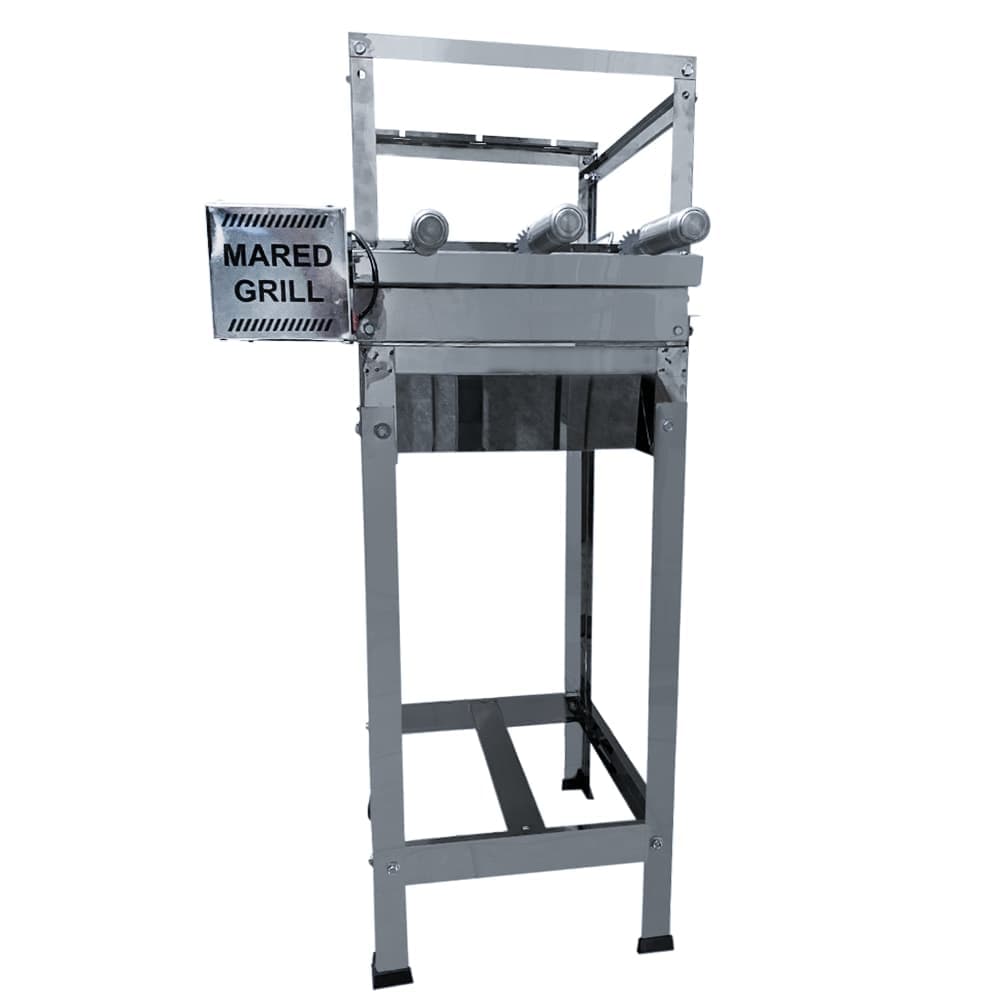 Churrasqueira Gira Grill Aço Inox 3 Espetos Caçamba Mared