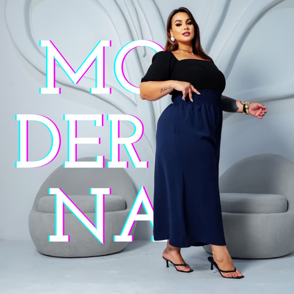 Calça Plus Size Wide Leg Pantacourt Cintura Alta Lastex Que Modela e Acintura Soltinha Lia Rosa
