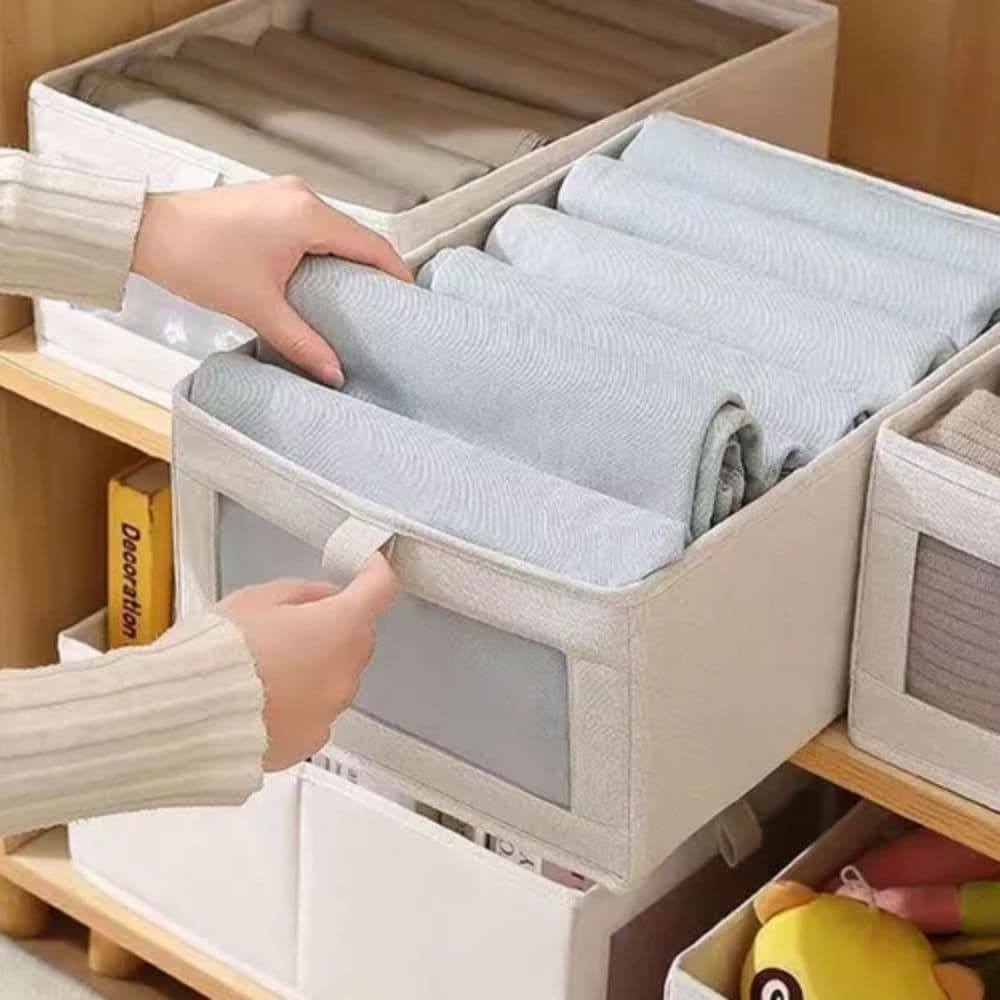 Caixa Organizadora de Tecido para guarda roupa com Visor
