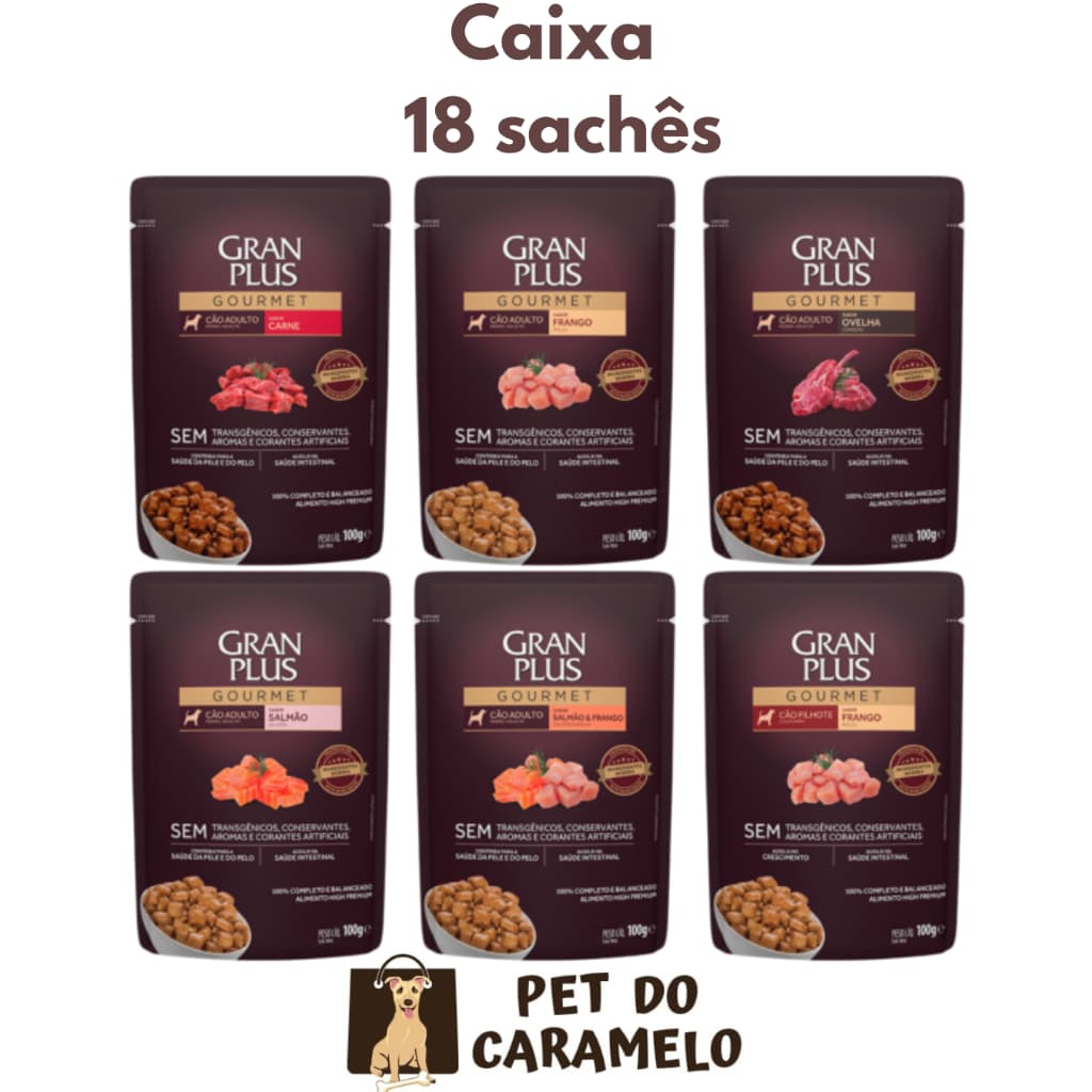 Sachê Gran Plus Cães Todos os Sabores 100g - 18 Unidades