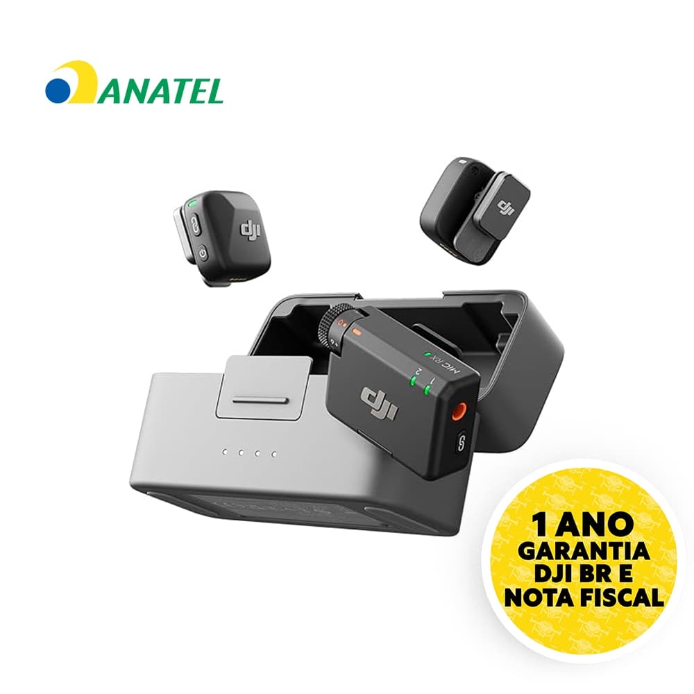 Microfone DJI Mic Mini (2 Microfones + 1 Receptor + 1 Case de carregamento) ( Lacrado, Garantia 1 Ano ) BR - DJI126