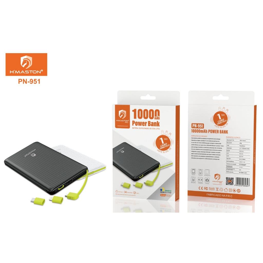 H´MASTON Carregador Portátil Pineng Power Bank  10000 mAh modelo PN951E 5000mah PN952 com duas entradas