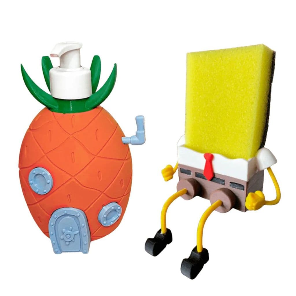 KIT Suporte de Bucha do Bob Esponja e Dispenser Detergente