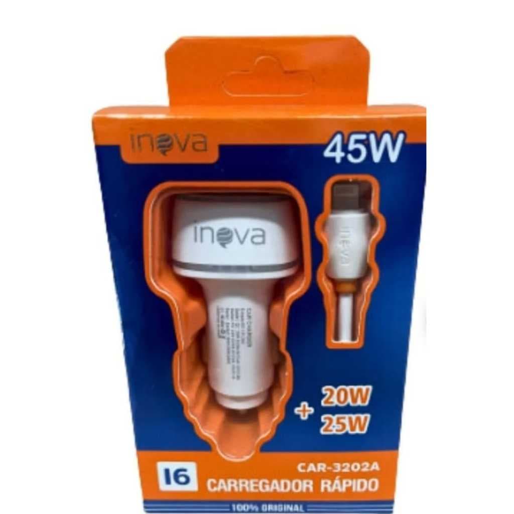 Carregador Veicular Tc 45w Com 1 Entrada Tc E Usb C Rapido