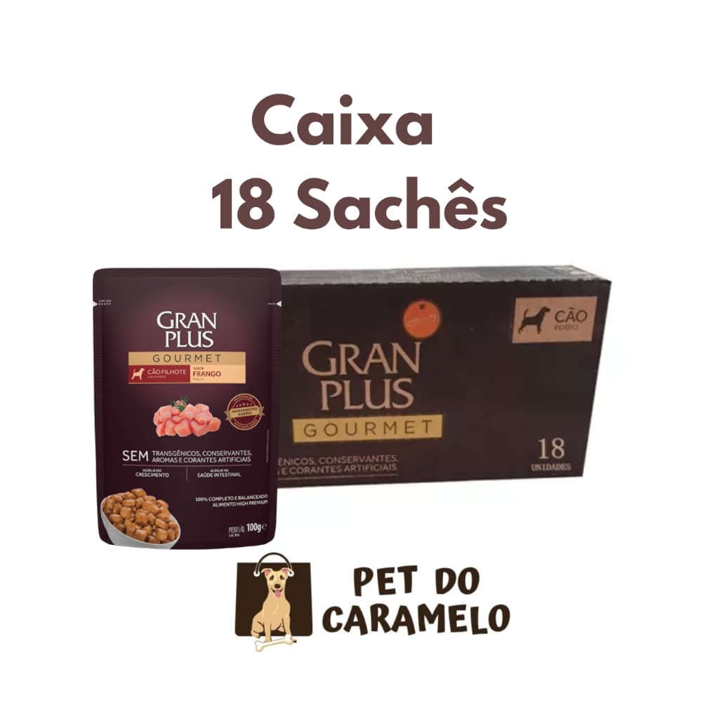 Sachê Gran Plus Cães Filhote Frango 100g - 18 Unidades
