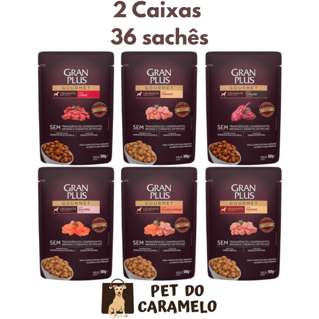 Sachê Gran Plus Cães Todos os Sabores 100g - 36 Unidades