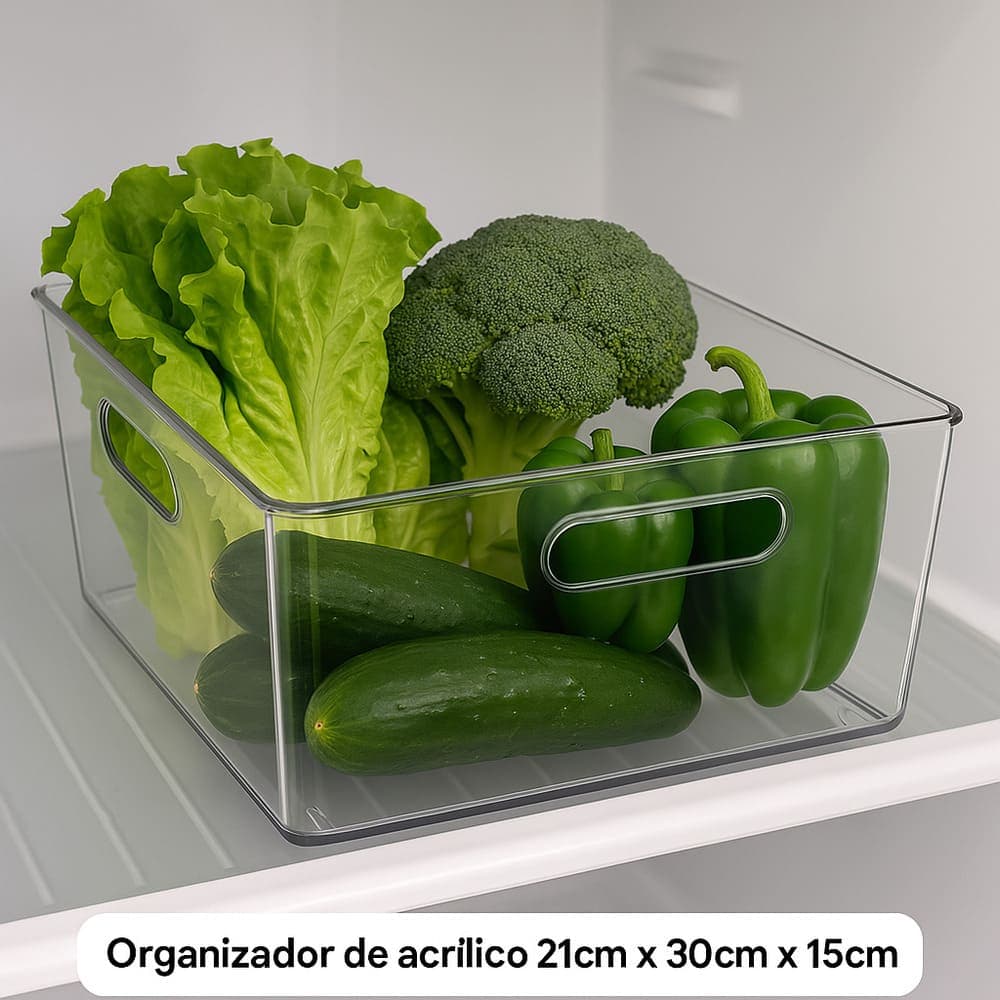 Organizador de Acrílico para Geladeira Multiuso - 15x30x21cm