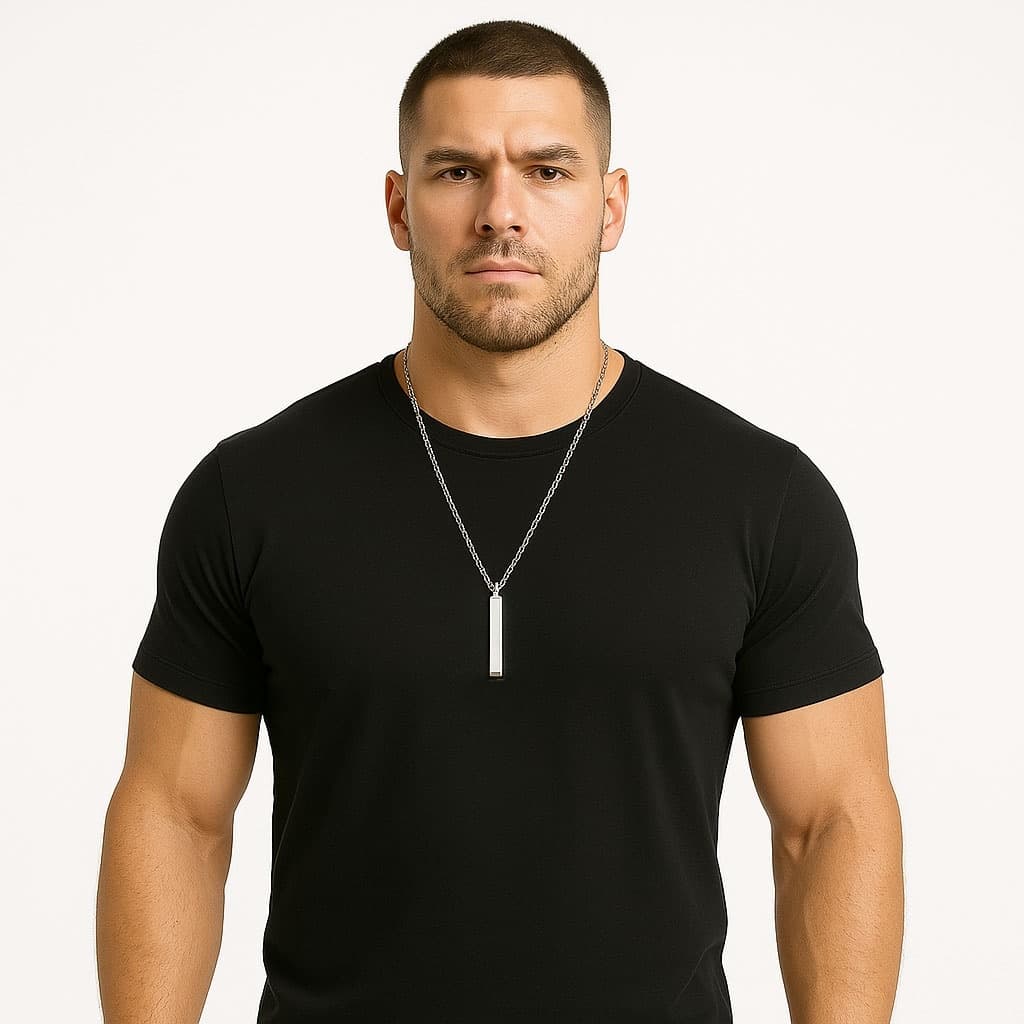 Corrente Colar masculino Aço Inox 316l Pingente Barra moderno Viking