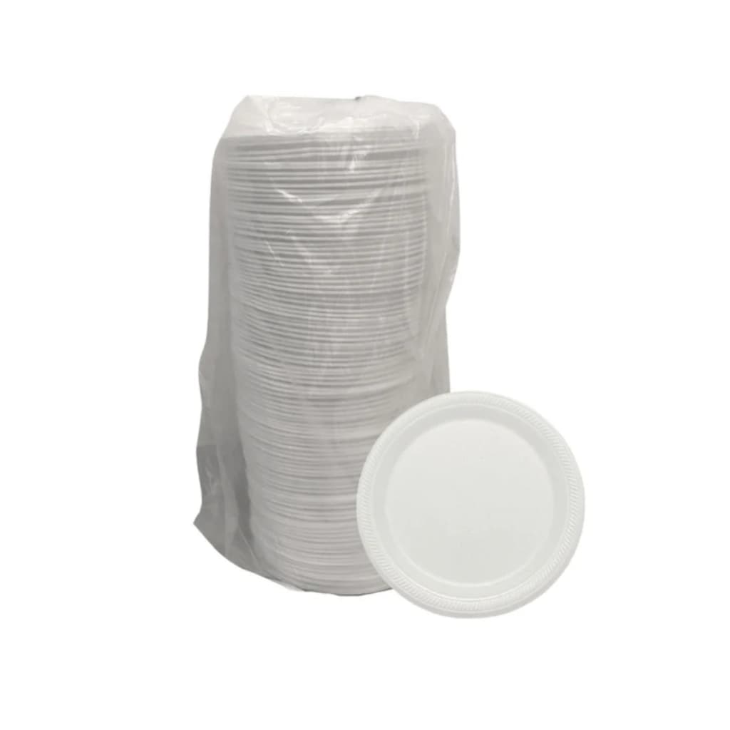 Prato de Isopor Raso 23cm para Refeição Ultratherm com 200 unidades Resistente e Versátil