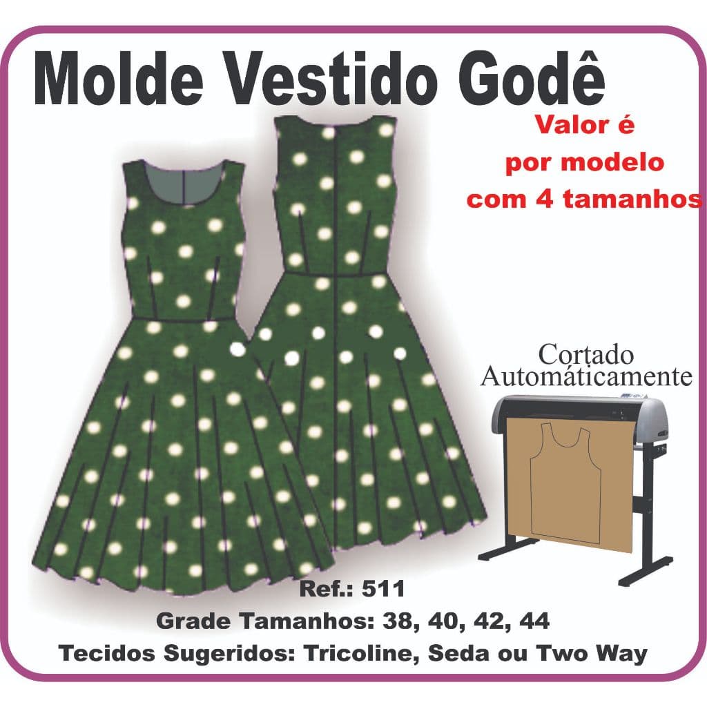 Ref. 511 Molde de Vestido Godê