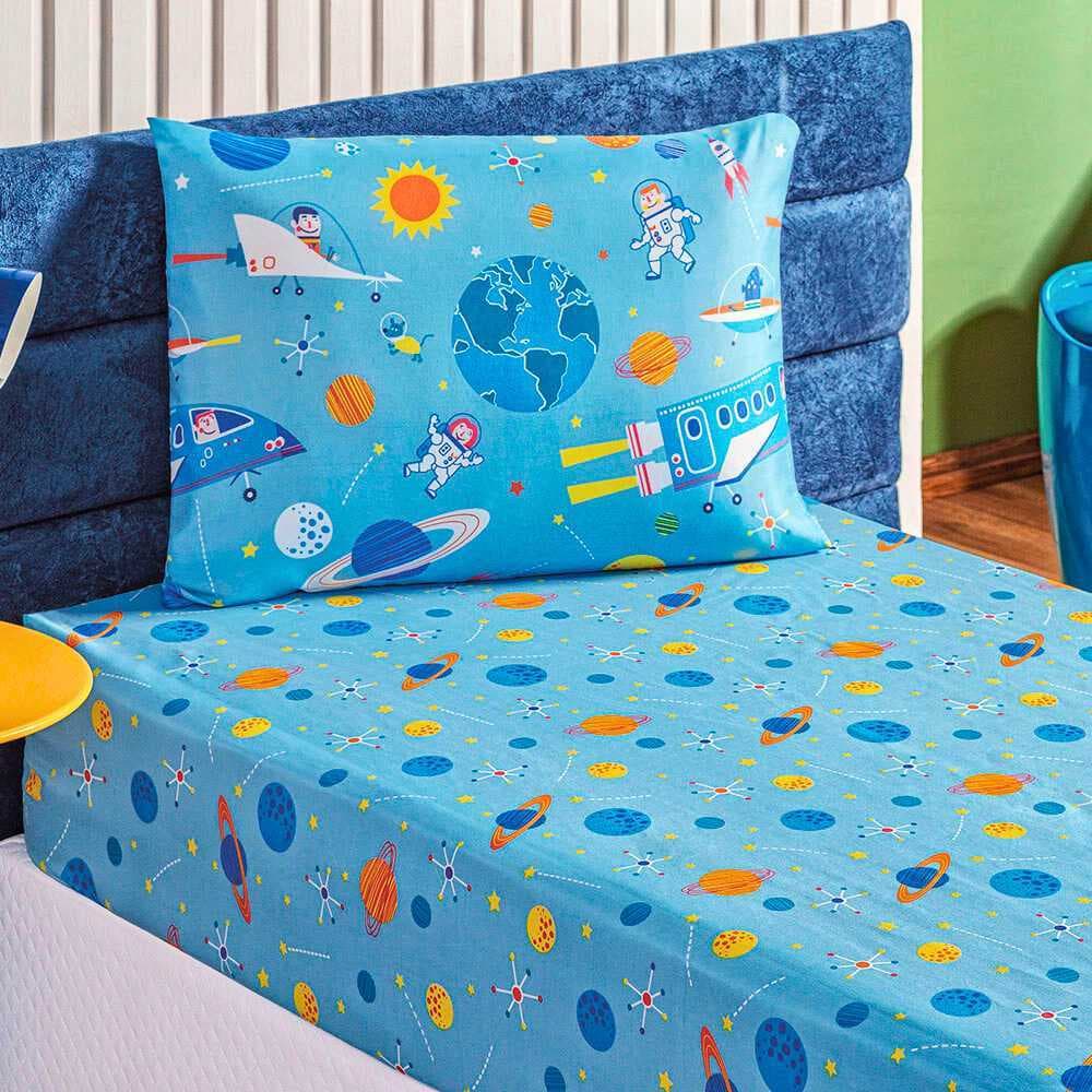 Lençol 2 Peças Solteiro Infantil Bailarina Dinossauro Astronauta Unicórnio Kit C/ Elástico Estampado