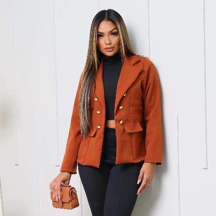 Blazer Casaquinho Alfaiataria Casaco Social Femenino Com Botão Dourado Super Envio Rápido.