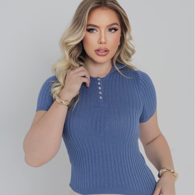 Blusa Feminina Elegânte de Tricô Modal Blusa Feminina de Tricot Estilosa Com Manga
