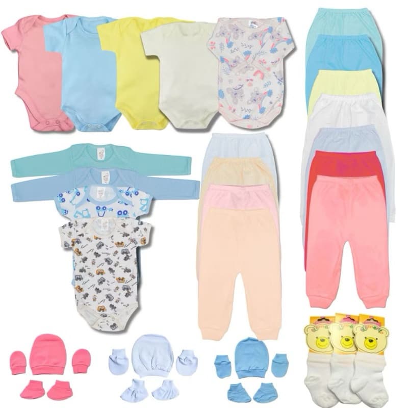 Kit enxoval bebê 17 peças menina menino unissex algodão