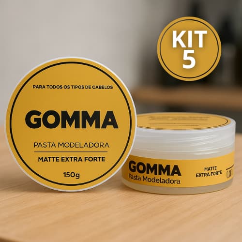 Kit 5 Pasta Modeladora Cabelo masculino Matte Extra Forte Gomma 150g - Envio Rapido Frete Gratis