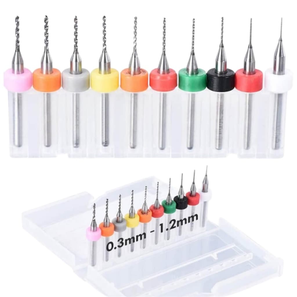 Kit 10 Brocas 0,3 A 1,2mm Para Mini Micro Retifica E Furadeira