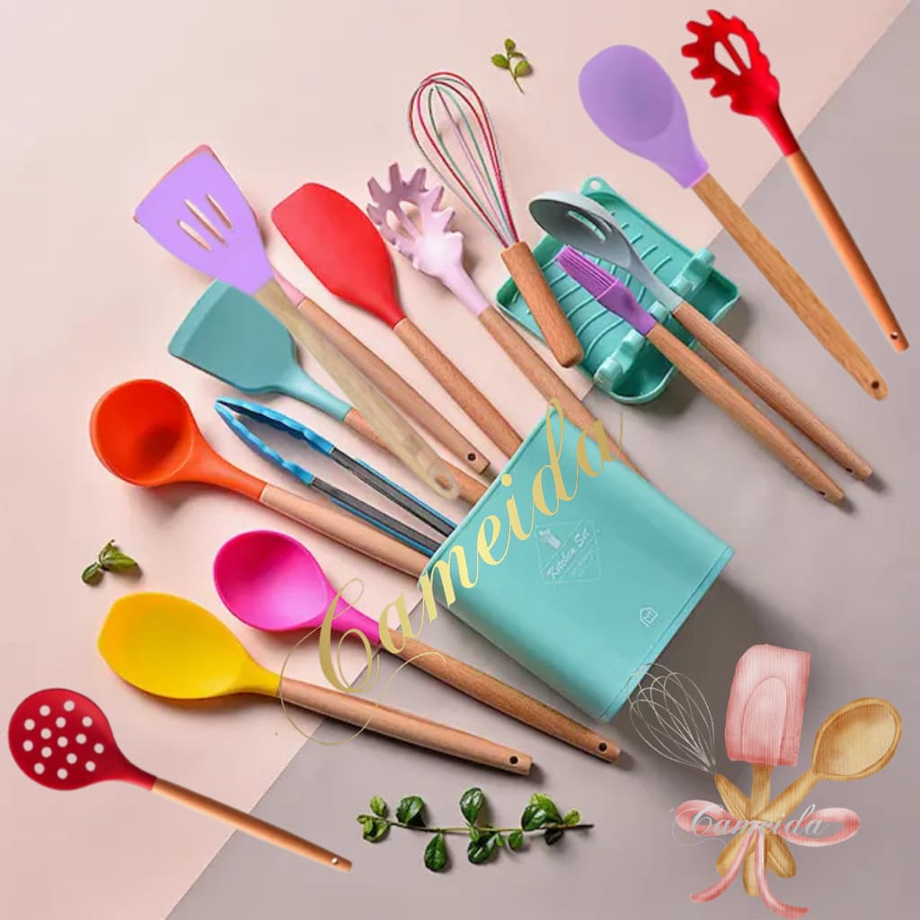 Utensílios de Silicone Cozinha Colher Espátula Concha Pegador Avulso-Coloridos-Unidade