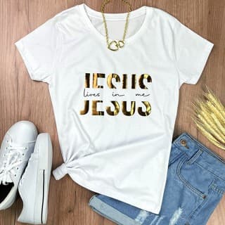 Camiseta Feminina Jesus Cristo Gospel Evangélica Estilo Fé Algodão Confortável Macio Respirável