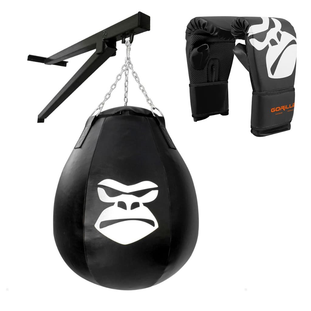 Saco De Pancada Profissional Gota Drop Boxe Gorilla + Luva Bate Saco Pro + Suporte Parede