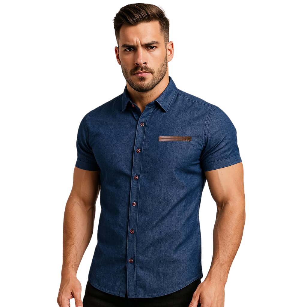 Camisa Social Masculina Manga Curta  Slim Fit - Homem