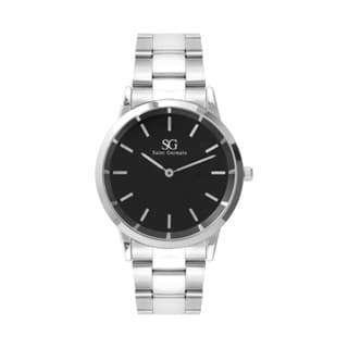 Relógio Masculino Luxo Quartzo Prata Belmont Black Silver 40mm Fundo Preto