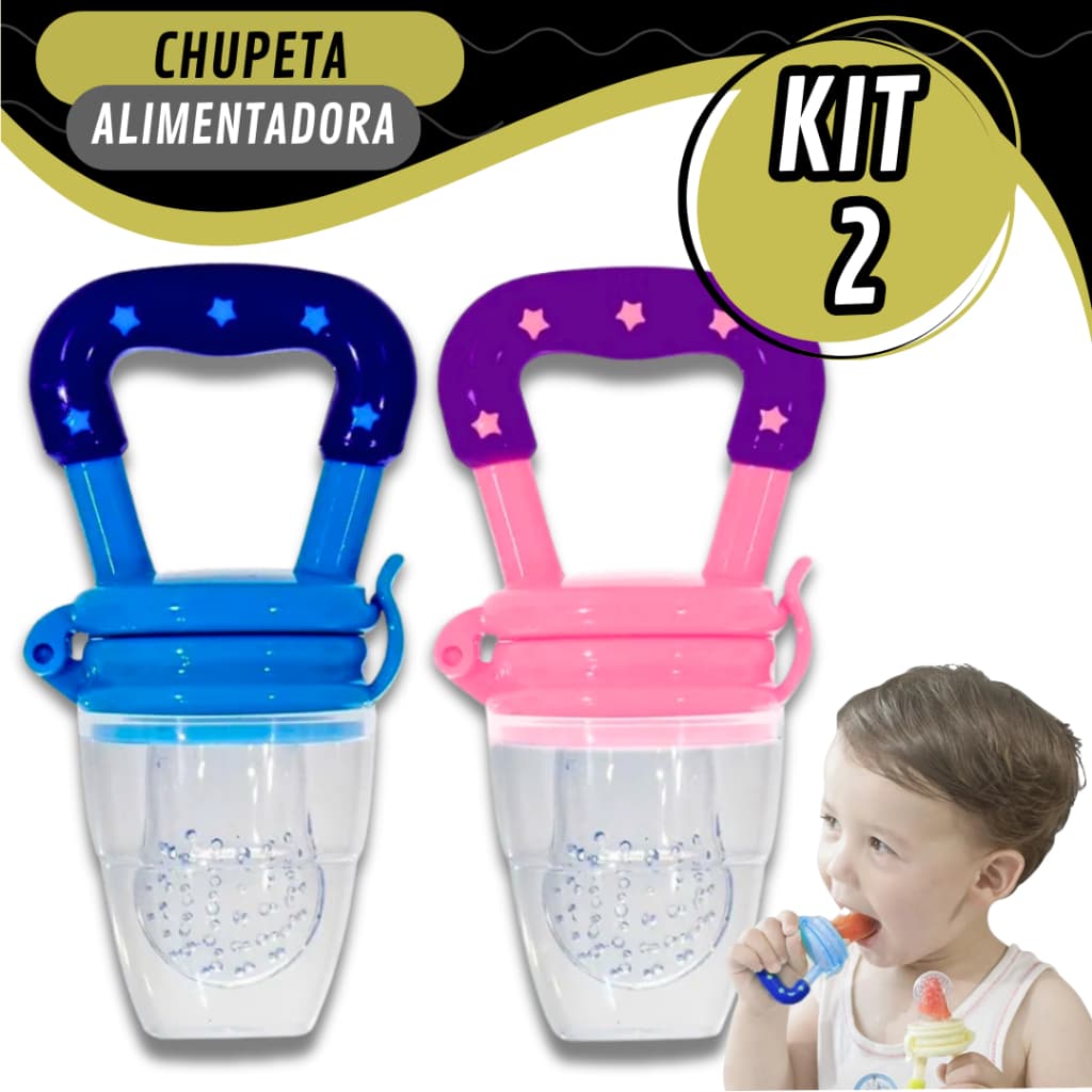 Kit 2 Chupeta Alimentadora Infantil Para Frutas e Crianças Introdução Alimentar de Silicone