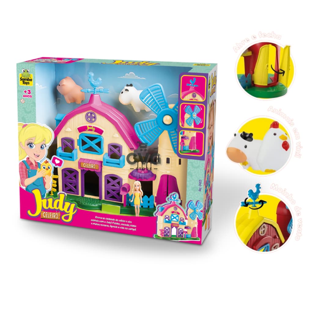 Brinquedo Celeiro Fazendinha com a Boneca da Judy e seus bichinhos