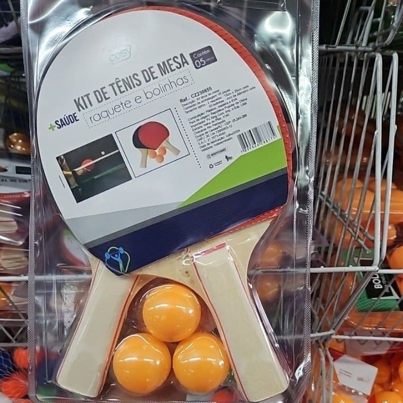 Kit Raquete de Ping Pong com 2 Bolinhas e 2 Raquetes