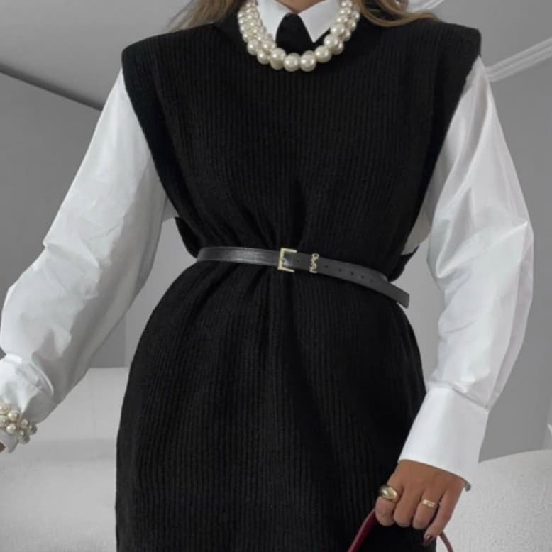 Colete Feminino Tricot Fang Tricô Pullover Inverno Sobreposição Frio Blusa