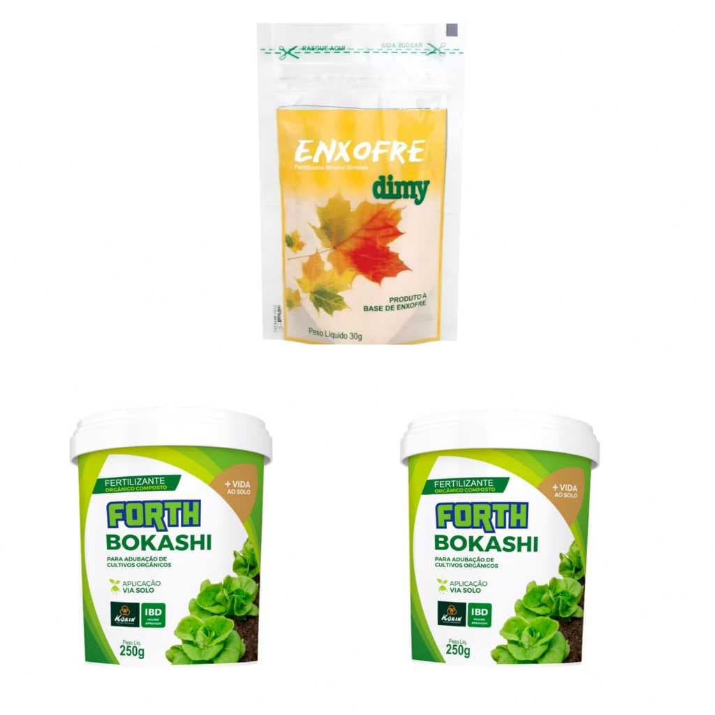 kit Orgânico 2 Adubo Fertilizante Forth Bokashi 250g + dimy enxofre 30g fertilizantes organicos