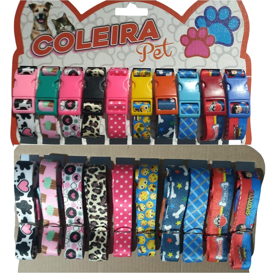 Cartela com 10 unidades de coleiras para cachorro de G