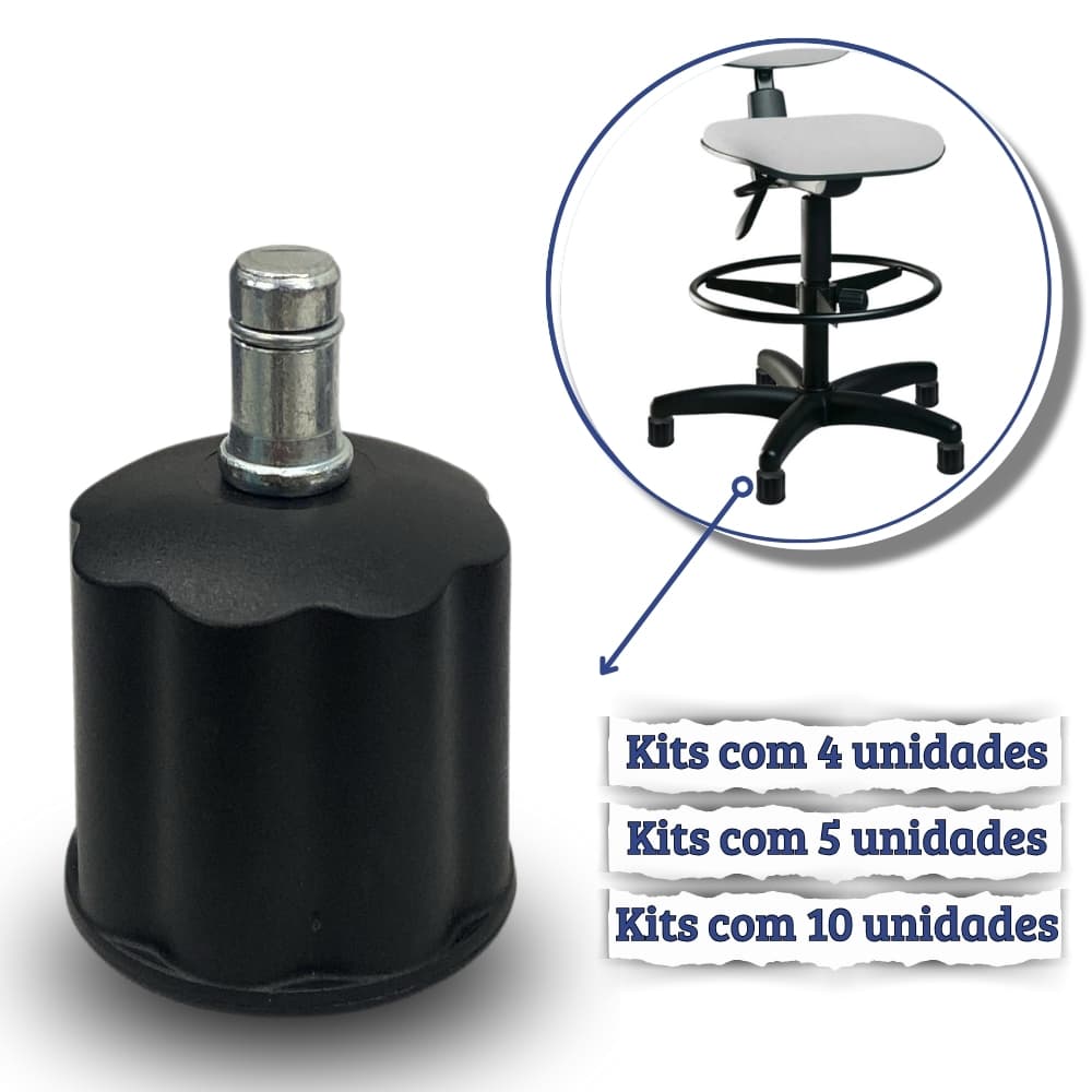 Kit de Sapata Caixa para Cadeira Giratória Escritório Pé Fixo Pezinho Cadeira Secretária