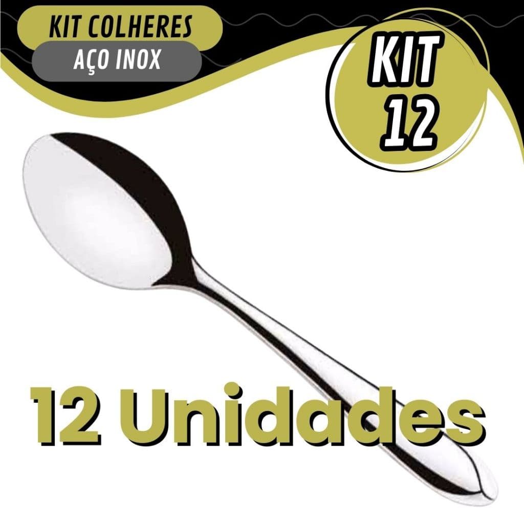 Conjunto 12 Colher Em Inox Brilhante Premium De Sopa Para Mesa Talher Sem Risco