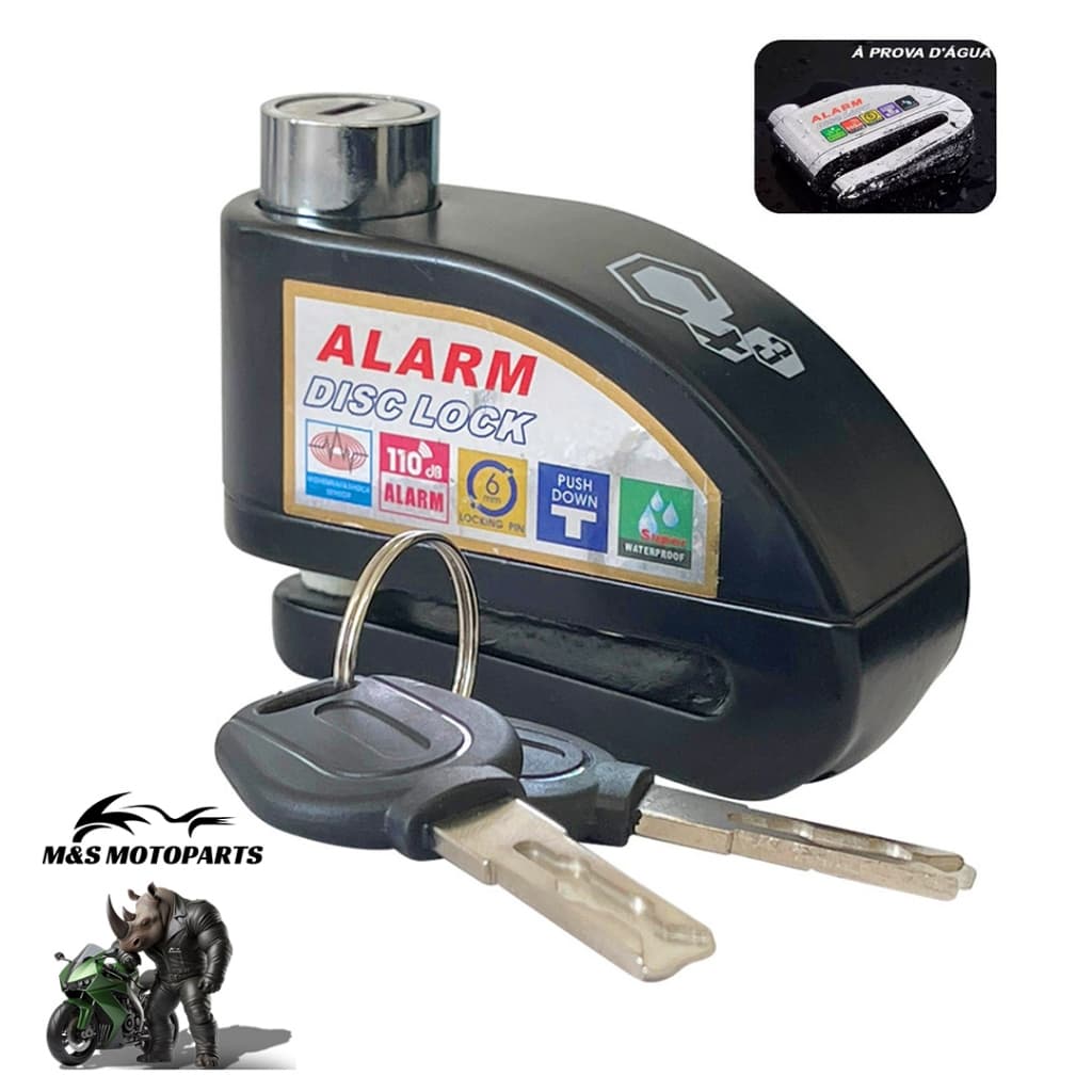 Trava Cadeado De Freio Disco Com Alarme Sonoro Para Moto