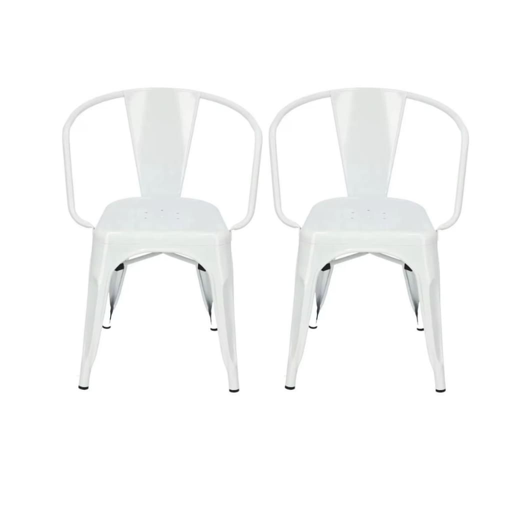 Kit 2 Cadeiras Tolix Metal Com Braço Design Francesinha Empilhável Masterchair