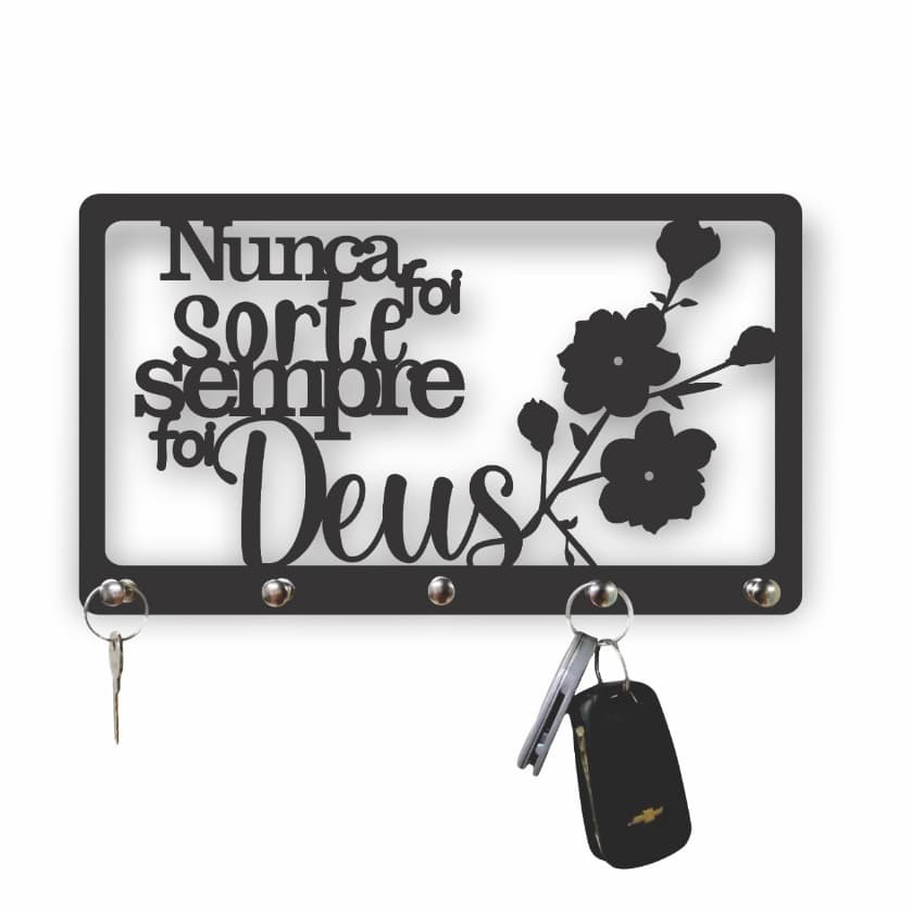 Porta Chave Parede MDF Pintado Decorativo Frase
