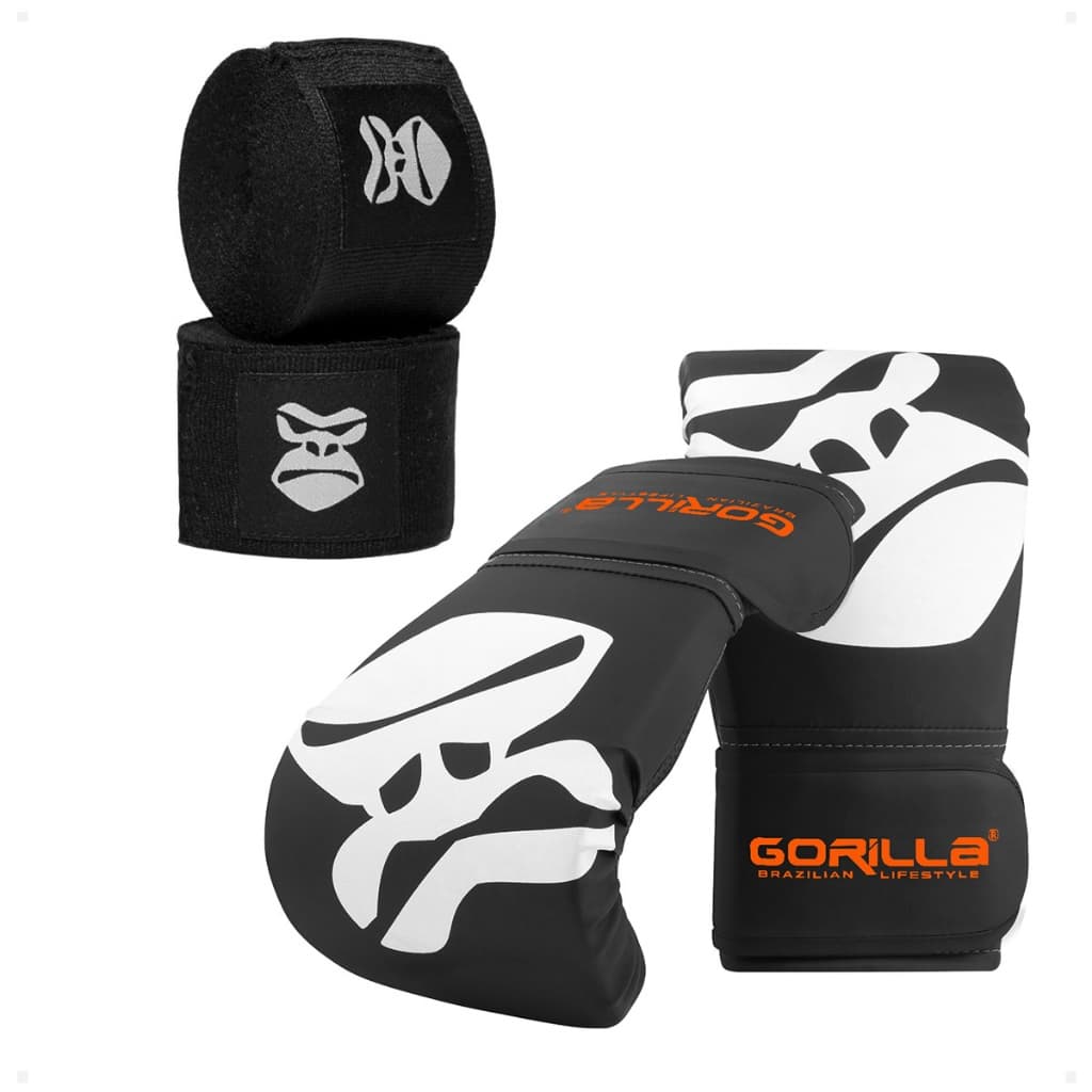Kit Proteção - Luta Luva Bate Saco Pro ADULTO + Par De Bandagem Elástica 3 M Original Gorilla Boxe