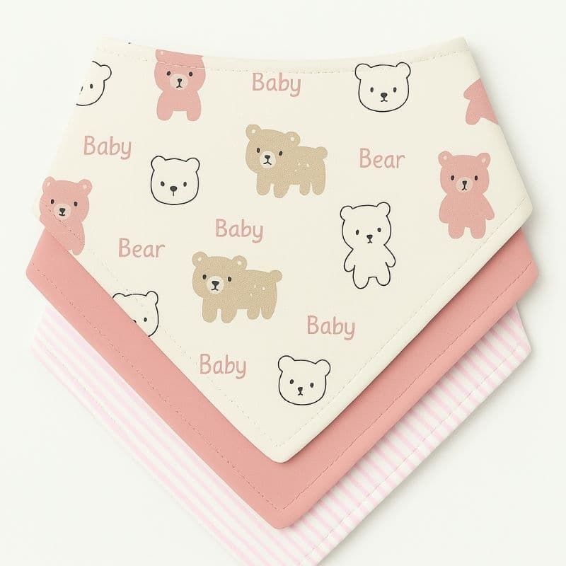 Kit com 3 Babador Bandana Bebê 100% Algodão Menina