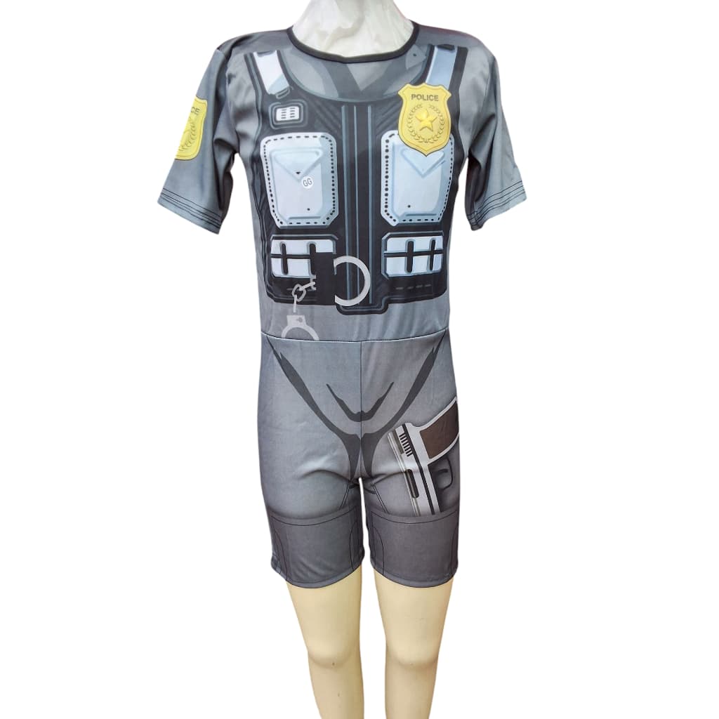 Fantasia Infantil de Policial / Macacão Curto Estampado / Pronta Entrega