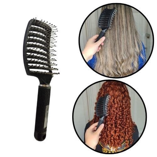 Kit 20 Escova Raquete Modeladora Vazada Com Cabo Siliconizado Profissional Preta cod 712