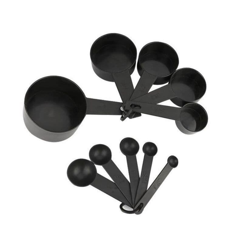 Kit com 10 Colheres e Xicaras Medidoras Cozinha Criativa Bolo Receita