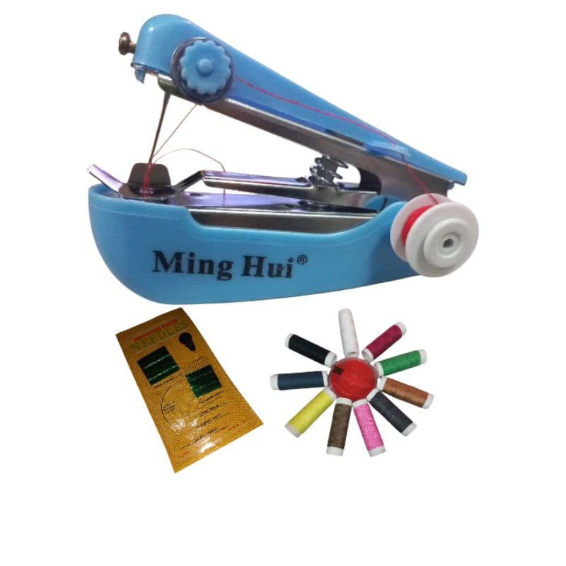 Mini Maquina De Costura Portátil Manual De Mão Spring Come + 10 linhas coloridas + cartela agulha
