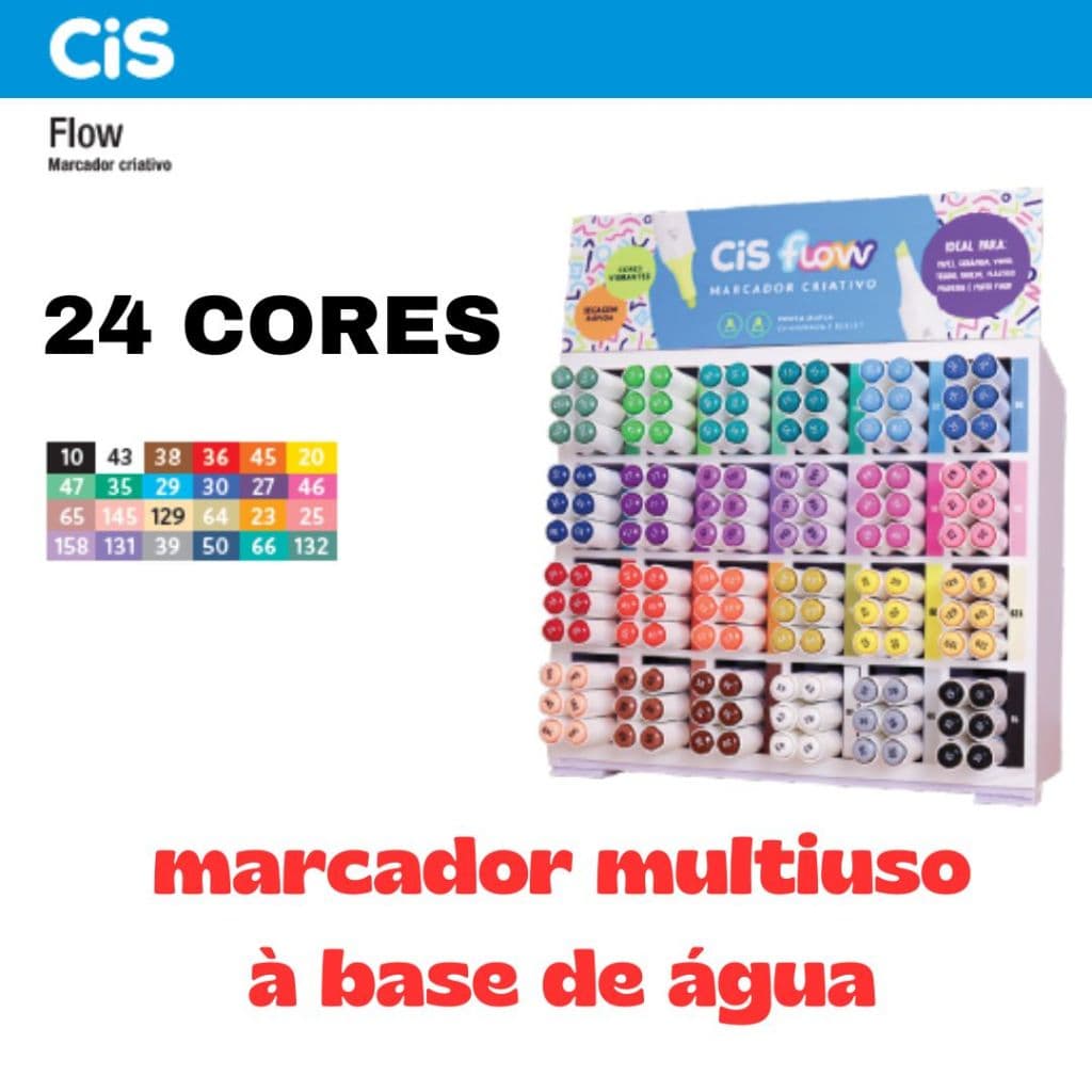 Marcador Criativo Flow CIS  multiuso 2 pontas bullet e chanfrada kit canetas coloridas