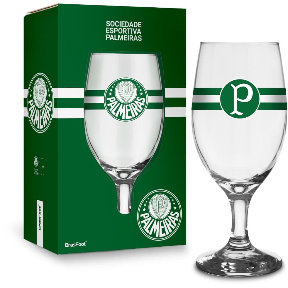 Taça de vidro para cerveja personalizada palmeiras 300ml allmix - copo de vidro time palmera presente taca palmeira