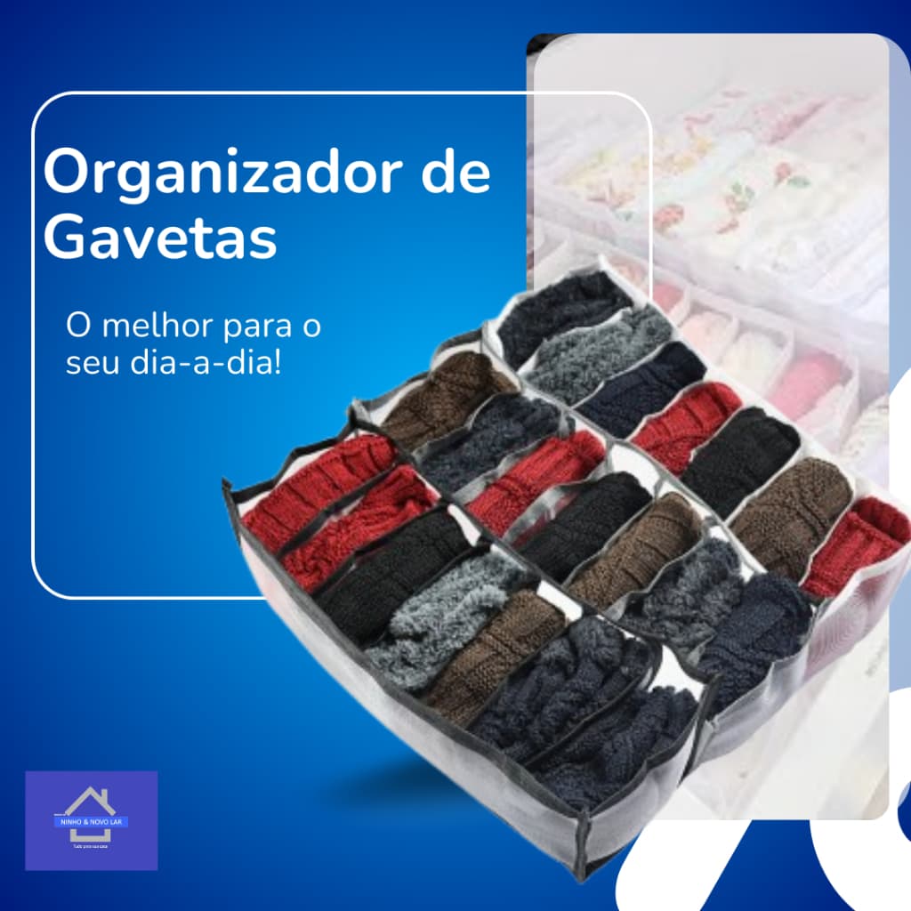Organizador de Gavetas 32X10X12CM com 7 Divisórias Multiuso